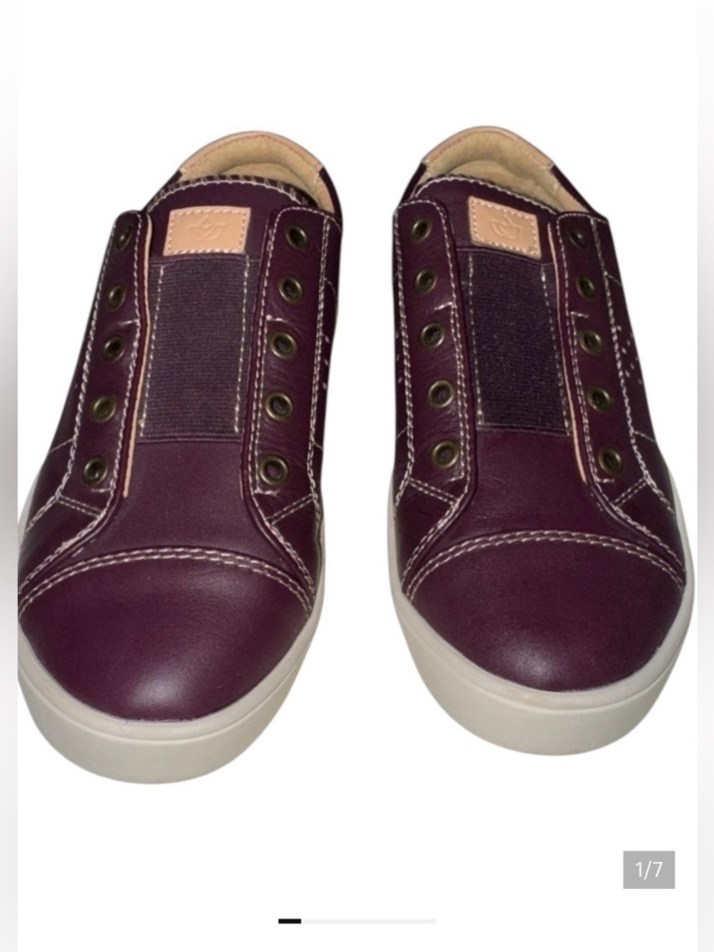 EUC Women’s Spenco Leather Malibu Lux Sneakers Size W 5 Burgundy Color